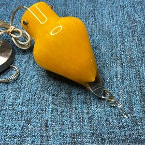 Murano Style Art Glass Pendant Light in Yellow Clear Hanging Fixture